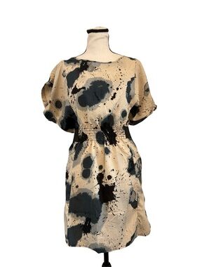 Angie NWT Abstract Print Mini Dress Size Small Boho Festival Elastic Waist Tunic